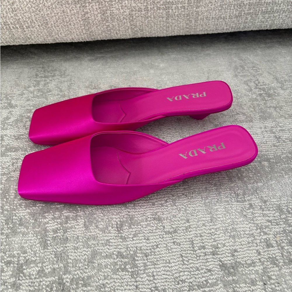 Prada Fuchsia Square-Toe Mules - Picture 3 of 4